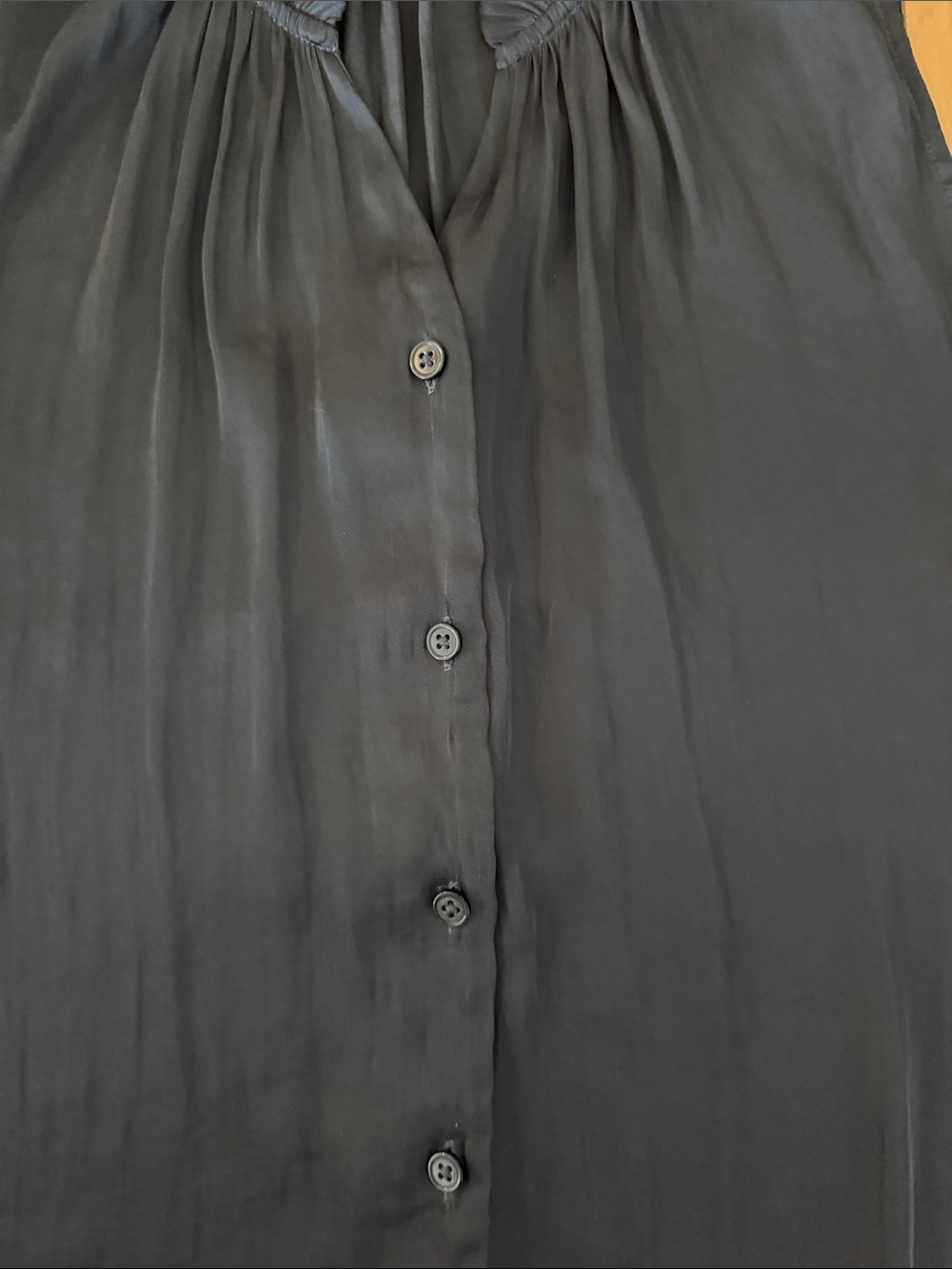 Woman’s Banana Republic Sleeveless Ruffle-Neck Button Front Blouse - Navy - Picture 3 of 4
